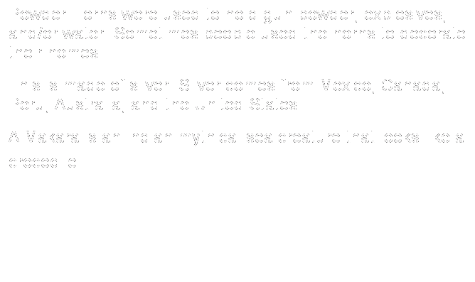 Text Box: Powder Horns were used to hold gun powder, explosives, and/or water. Sometimes people used the horns to decorate their homes. 
This is made of silver. Silver comes from Mexico, Canada, Peru, Australia, and the United States.
A Makara is an Indian mythical sea creature that looks like a crocodile. 
