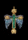 18-carat gold pectoral cross adorned with emeralds, sapphires, aquamarines and diamonds.  Designed by Jean Schlumberger